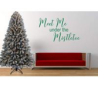 Meet me Under The Mistletoe Christmas Quote, Vinyl Wall Art Sticker, Mural. Decal. Home, Wall, Window, Mirror Decor (35cm Wide x 17.5cm high, Emerald Green)