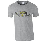 Meet The Aliens Doodle Series Tee Mens Crew Neck Short Sleeve T-Shirt Top (UK, Alpha, M, Regular, Regular, Sports Grey)