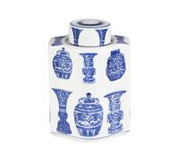 Meet the Emma Stacked Ginger Jar, a porcelain masterpiece where playful design meets artistic heritage. Featuring three blue-and-white ginger jars stacked in a joyful ceramic celebration, this decorat