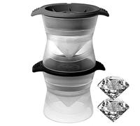 Meetall 2 Pack Diamond Shape Ice Cube Mold for Whiskeys,Cocktails and Soft Drinks.Slow Melting,Long-lasting Chilled.2.5x1.8 inch.2 Colors Grey and Black.