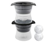Meetall 2 Pack Round Large Ice Ball Mold for Whiskey,Cocktail and Soft Drinks.Slow Melting,Long-lasting Chilled,Super Large Sphere Ice Cube Maker.Jumbo Size in 2.5 inch.2 Colors Grey and Black.
