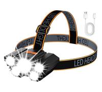 MeetBear Head Torch Rechargeable, LED Super Bright Head Torch with 4 Light Modes, 180°Wide Beam Headtorch, IPX4 Waterproof Lightweight Headlamp for Running, Hiking, Fishing (Black)