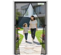MeetBeauty Solid Color Fly Screen Door Keep Insects Out Mosquito Door Screen Without Drilling Seal Automatically, Keep Away from Mosquitoes Curtain for Room, Black, 90 x 205 cm