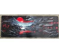 Meetcolor Anime Mouse Pad, 31.5“ x 11.8" Large Mouse Pad for Desk, Expanded Black Gaming Mousepad with Stitched Edges, Non-Slip Japanese Keyboard Mat for Gaming Home Office, Red Moon