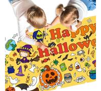 Meetcolor Happy Halloween Giant Coloring Poster, Large Halloween Crafts Coloring Paper Tablecloth Banner for Kids, 72 x 30 Inch Color-in Activities Party Games Birthday Party Supplies Decorations