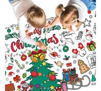 Meetcolor Xmas Coloring Poster Large for Kids, Christmas Coloring Tablecloth & Activity Poster with Santa Claus Snowman, Merry Charistmas Color-in Games for Home Classroom Party Supplies, 72" x 30"