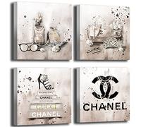 Meetdeceny Beige Canvas Prints Artwork Fashion Bedroom Wall Decor Girls Handbag Wall Art for Living Room Perfume Wall Decorations Painting Art 10"x 10"x 4 Pieces