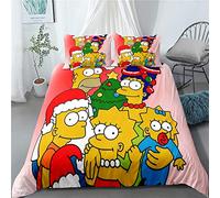 MeeTe Bedding Set for Adult Kids, Boys The Simpsons Duvet Cover Set, White Bedding Set with Pillowcase (Style 07,Single(135x200cm))