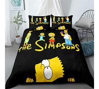 MeeTe Bedding Set for Adult Kids, Boys The Simpsons Duvet Cover Set, White Bedding Set with Pillowcase (Style 06,Single(135x200cm))