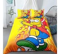 MeeTe Bedding Set for Adult Kids, Boys The Simpsons Duvet Cover Set, White Bedding Set with Pillowcase (Style 02,Single(135x200cm))