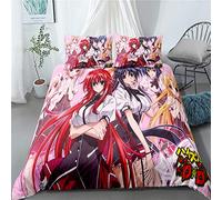 MeeTe Duvet Cover Bedding Set 3 Pieces High School DxD Bedding Set 3 Pieces Duvet Cover Set with Zipper Extra Soft and Durable with 2 Pillow Cases (pattern 05,Double(200x200cm))