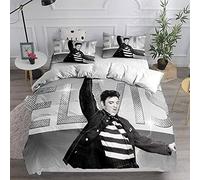MeeTe Famous Singer Elvis Presley Bedding Set Duvet Cover 50x75cm Pillowcase, 3 Pieces Bedspread Man Woman Girl Boy Microfiber (EP 04,Single(135x200cm))