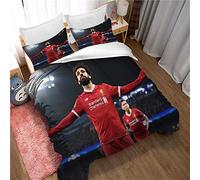 MeeTe Mohamed Salah Golden Boots Bedding Set Duvet Cover 50x75cm Pillowcase, 3 Pieces Bedspread Man Woman Girl Boy Microfiber (Picture 03, Single(135x200cm))