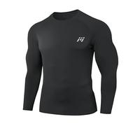 MeetHoo Men’s Compression Shirt Long Sleeve Shirts Sport Running Tops Sweat Wicking Quickly Dry Base Layer Top for Fitness Running Cycling Gym Basketball Black