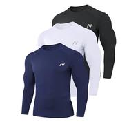 MeetHoo Men’s Compression Shirt Long Sleeve Shirts Sport Running Tops Sweat Wicking Quickly Dry Base Layer Top for Fitness Running Cycling Gym Basketball