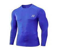 MeetHoo Men’s Compression Shirt Long Sleeve Shirts Sport Running Tops Sweat Wicking Quickly Dry Base Layer Top for Fitness Running Cycling Gym Basketball Royal Blue