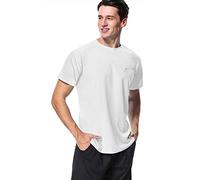 MeetHoo Men’s Rash Vest, Rash Guard UV T Shirt UPF 50+ Top Sun Protection Short Sleeve Tee for Surfing Running Swimming White