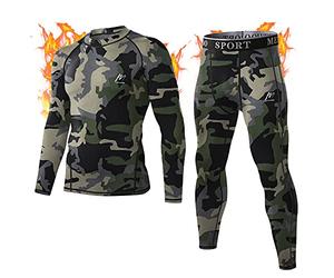 MeetHoo Men’s Thermal Underwear Set, Compression Base Layer Sports Long Johns Fleece Lined Winter Gear Running Skiing