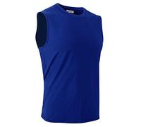 MeetHoo Men's Compression Shirt Slimming Sleeveless Shapewear Men Vest Seamless Undershirt Body Shaper Tank Top Workout Sport Blue