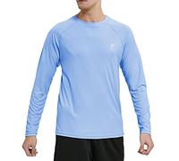 MeetHoo Men's Rash Vest, Rash Guard UPF 50+ UV Swim Shirt Top Quick Dry Sun Protection Long Sleeve Tee for Surfing Running Swimming Sky Blue