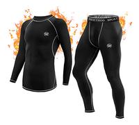 MeetHoo Men's Thermal Underwear Set, Base Layer Long Sleeve Top Long Johns Compression Shirt Bottom Suit Winter Warm Running Sport