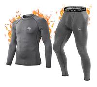 MeetHoo Men's Thermal Underwear Set, Base Layer Long Sleeve Top Long Johns Compression Shirt Bottom Suit Winter Warm Running Sport