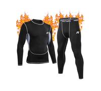 MeetHoo Men’s Thermal Underwear Set, Compression Base Layer Sports Long Johns Fleece Lined Winter Gear Running Skiing