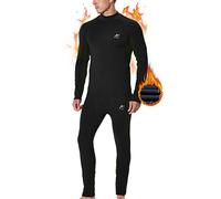 MeetHoo Men's Thermal Underwear Set, Fleece Lined High Neck Base Layer Compression Long Johns for Winter Running Skiing Black