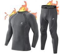 MeetHoo Men's Thermal Underwear Set, Winter Base Layer Compression Suit Long Johns for Running Skiing Grey