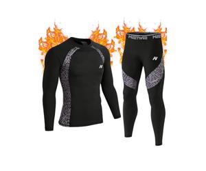 MeetHoo Men's Thermal Underwear Set, Winter Base Layer Compression Suit Long Johns for Running Skiing Camouflage