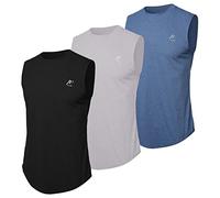 MeetHoo Men Tank Top Ärmelloses Muskelshirt Bodybuilding Trainingsshirt Herren Gym Sport für Workout T-Shirt Funktionsshirt, Black + Grey + Blue, M