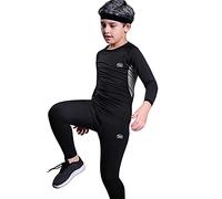 MeetHoo Thermal Underwear Kids, Boy's Long Sleeve Base Layer Compression Warm Underwear Set Bottom&Tops Fleece Lined for Kids (8-16 Years)