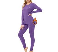 MeetHoo womens Thermal Underwear for Women, Winter Warm Base Layer Compression Set Fleece Lined Long Johns, Purple, Medium
