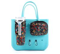 MEETI 4PCS Organizer Holder for Bogg Bag, Accessories for Bogg Bags, Phone & Cup Holder compatible with Bogg Bag Original, Floral, Beach Style