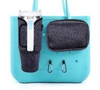 MEETI 4PCS Organizer Holder for Bogg Bag, Accessories for Bogg Bags, Phone & Cup Holder compatible with Bogg Bag Original (Black Leopard Print)