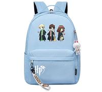 Meetiger Cute Cartoon Harry/Ron/Hermione School Bag Harry Magic Backpack Lightweight Book Bag Kids Lunch Bag Blue