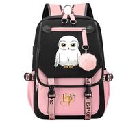 Meetiger Lightweight Owl Hedwig Rucksack Owl Book Bag Harry Magic School Bag Students Laptop Backpack with USB Charging Port Pink-A