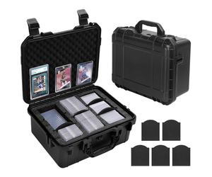 Meetikar Toploader Storage Box for 3" x 4" 35pt Rigid Card, Top Loader Card Hard Storage Case with 5 Foam Dividers, Waterproof Graded Card Storage Box for PSA/CSG/CGC/SGC/BGS Sports Cards