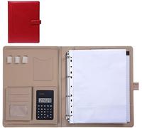Meeting Folder, 4 Ring Binder Interview Conference Organizer for Women Men(Rood)