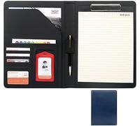 Meeting Folder, Document Organizer with Case W/Card Slots Folder for Men Women Anybody(Blauw)