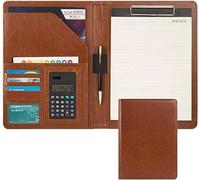 Meeting Folder, Document Organizer with Case W/Card Slots Folder for Men Women Anybody(Bruin)