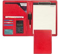 Meeting Folder, Document Organizer with Case W/Card Slots Folder for Men Women Anybody(Rood)