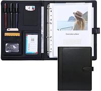Meeting Folder, Executive File Legal Document Organizer with Pockets for Men Women(Svart)