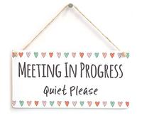 Meeting in Progress Quiet Please - Functional Handmade Hanging Door Sign Meeting Notification