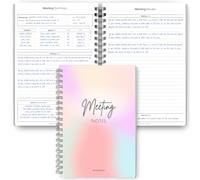 Meeting Minutes Note Taking Professional Notebook | Plan, Record and Track Actions from all your Important Meetings - A5 Pastel Rainbow