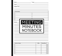 Meeting Minutes Notebook: Meeting Log Book Journal For Business, Secretary Notebook For Organize Works/ Plans, Business/Topics Organizer With To-Do List Notes