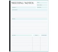 Meeting Minutes Notebook: Taking Minutes of Meetings for Work with Action Plan, Attendees and Calendar