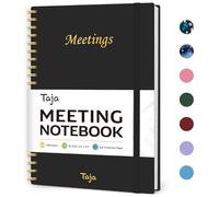 Meeting Notebook For Work Organization - Work Notebook With Action Items, Agenda Planner For Note Taking, 160Pages (6.9" X 9.9") Project Planner For Men & Women - Black
