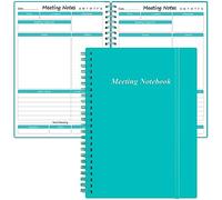 Meeting Notebook for Work with Action Items - A5 Spiral Project Planner Notebook for Note Taking, Office/ Business Meeting Notes Agenda Organizer for Men & Women, 80Sheets/160 Pages, 5.8"x8.5", Teal