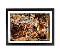 Meeting Of Abraham And Melchizedek By Peter Paul Rubens Classic Painting Framed Wall Art Print, Ready to Hang Picture for Living Room Bedroom Home Office Décor, Black A2 (64 x 46 cm)